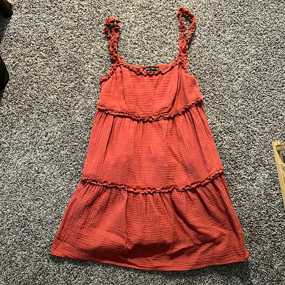 Crystal Doll burnt-orange tank summer dress (size medium)